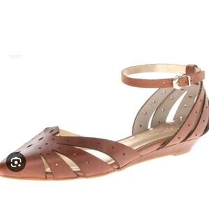 Seychelles Brown Leather Flats Women’s 8 Ankle Strap Pointed Toe GUC